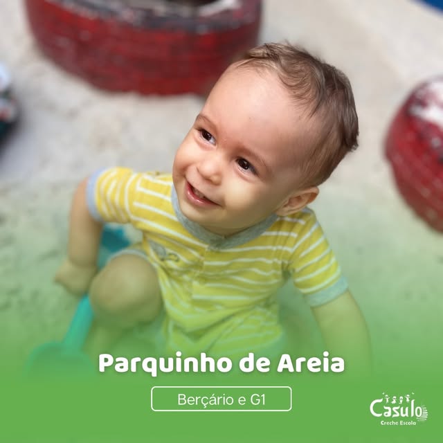 Criança no parquinho de areia da Casulo, berçário e G1